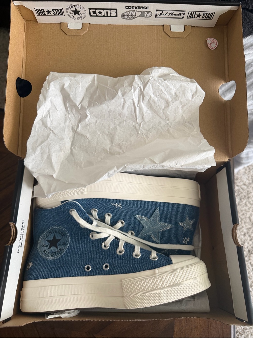 Converse Kids Denim High-Top Sneakers in Blue with White Sole